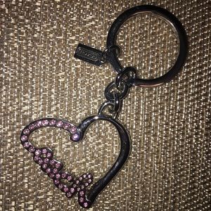 Coach logo pink crystal keyfob